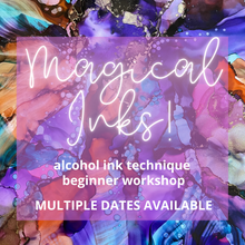 Load image into Gallery viewer, painting alcohol ink workshop paint night  holliston massachusetts art maker experience creative class adult art education
