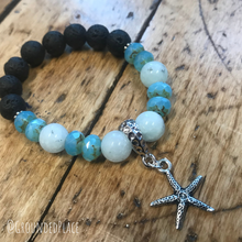 Load image into Gallery viewer, Diffuser Bracelet | 100% Natural Black Lava, Amazonite | Handmade 7&quot; Slip On
